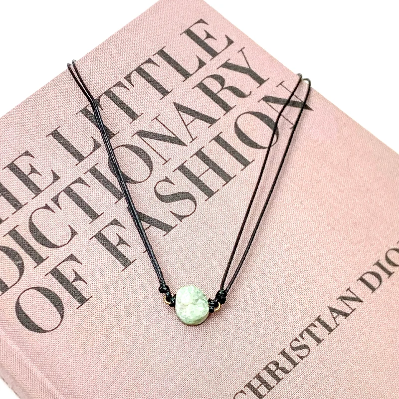 celestial necklaces for women-Mint Druzy Stone Corded Choker Necklace