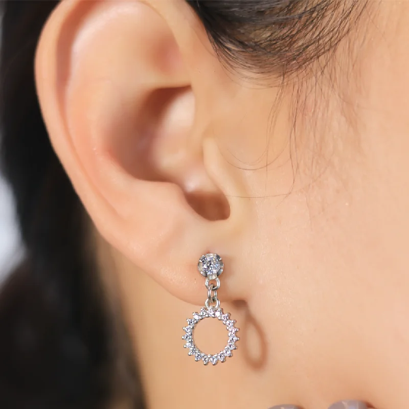 diamond earrings for women-Zarkan Charm Shine Silver Drop Stud