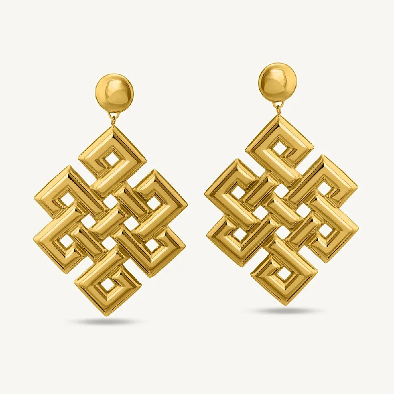 dazzling earrings for women-Endless Knot Drop Earrings