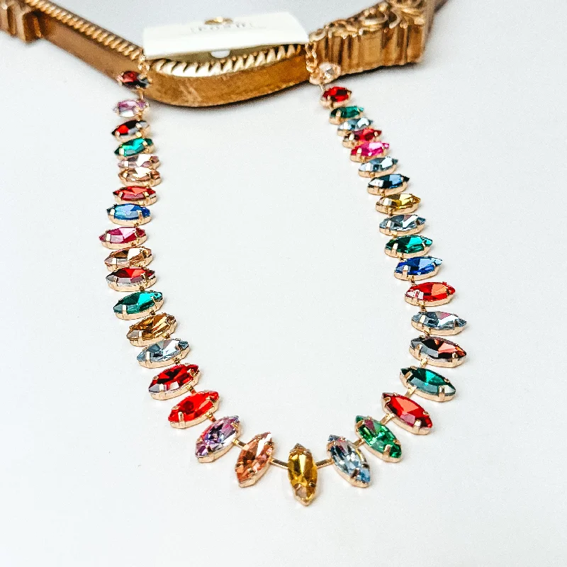 pearl necklaces for women-Posh by Pink Panache | Marquis Rhinestone Necklace in Multicolor