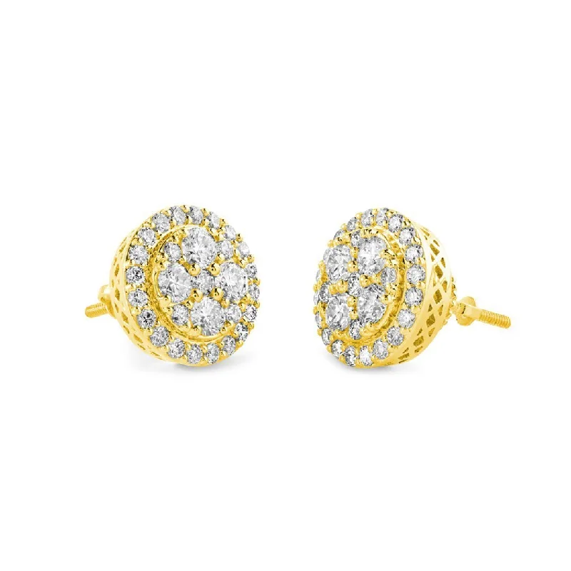 statement gold earrings for women-Cluster Halo Earrings