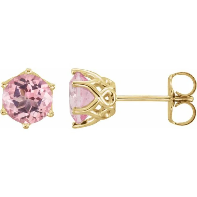 stylish earrings for women-14K Yellow Natural Pink Morganite Earrings