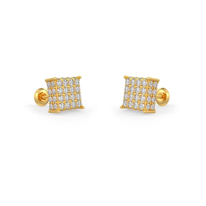 gold drop earrings for women-Diamond Square Pave Earrings