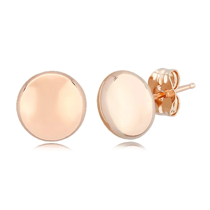 luxury gold earrings for women-14K Rose Gold 8mm Flat Ball Stud Earrings