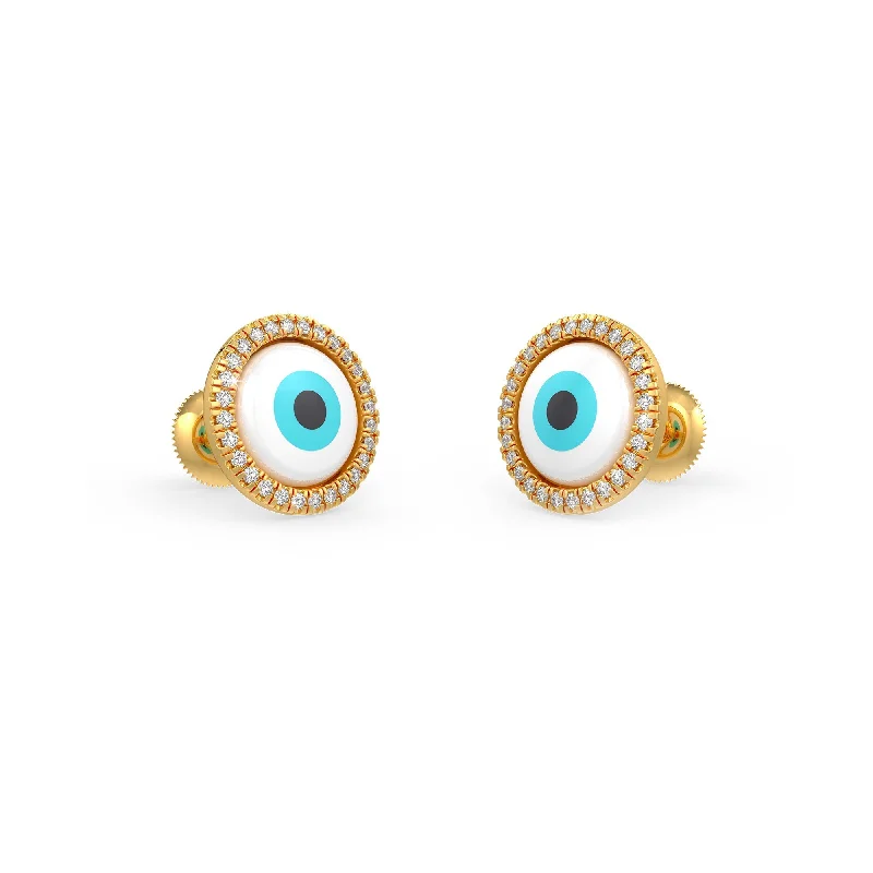 long dangling earrings for women-White Evil Eye Diamond Earrings