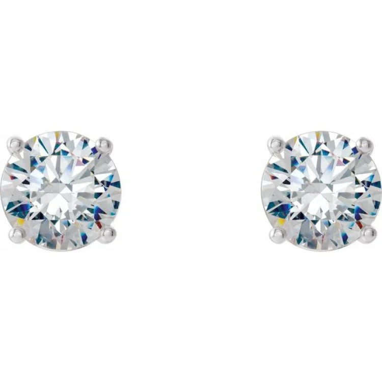 bar earrings for women-14K White 1 CTW Lab-Grown Diamond 4-Prong Stud Earrings