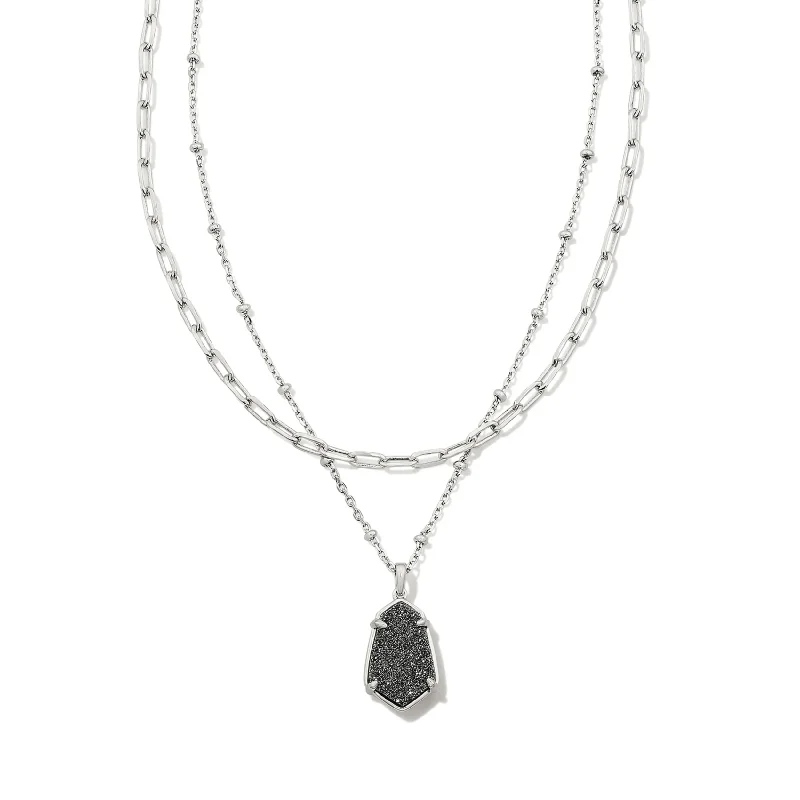 minimalist necklaces for women-Kendra Scott | Alexandria Multi Strand Necklace Silver Platinum Drusy