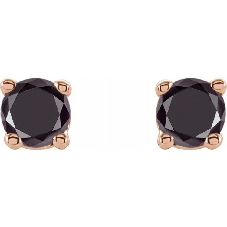 vintage drop earrings for women-14K Rose 1/8 CTW Natural Black Diamond Stud Earrings