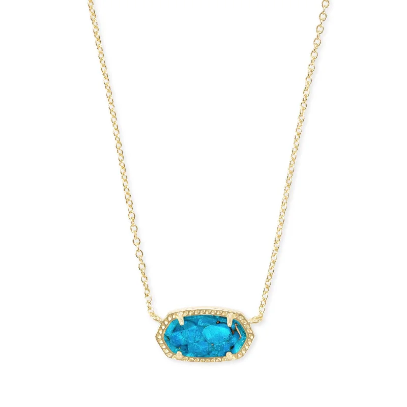 gemstone necklaces for women-Kendra Scott | Elisa Gold Pendant Necklace in Bronze Veined Turquoise Magnesite