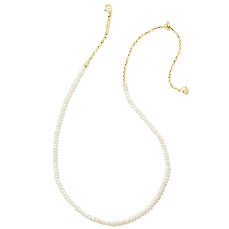 crystal heart necklaces for women-Kendra Scott | Lolo Gold Strand Necklace in White Pearl