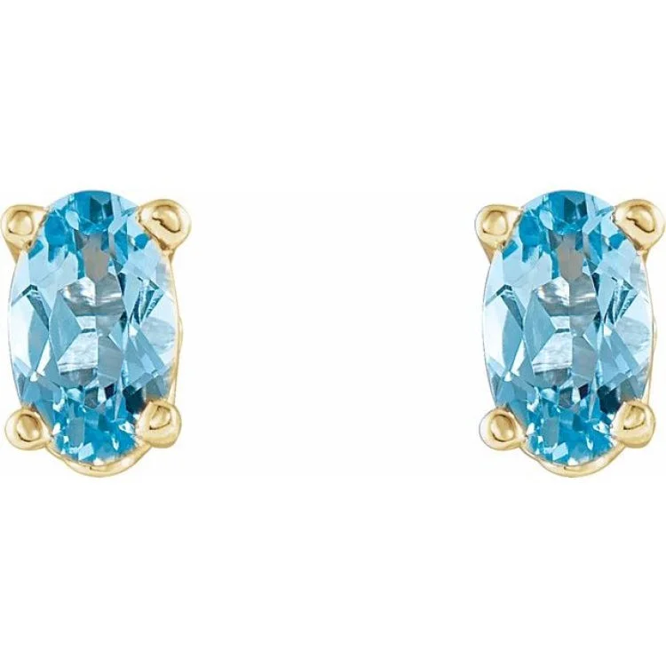 long earrings for women-14K Yellow Natural Aquamarine Earrings