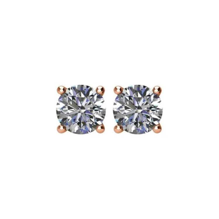 butterfly earrings for women-14K Rose 1 CTW Natural Diamond Stud Earrings