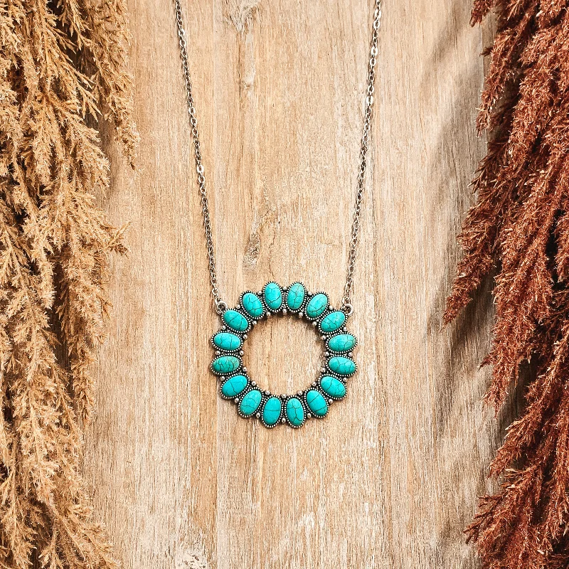 floral necklaces for women-Center of Attention Necklace with Turquoise Pendant