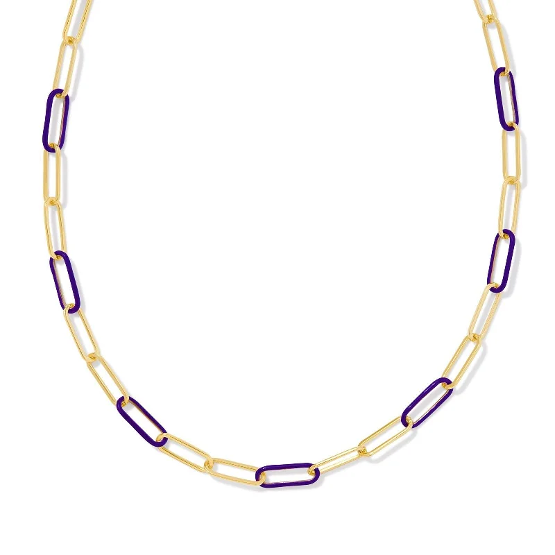 moonstone necklaces for women-Kendra Scott | Ainsley Gold Convertible Chain Necklace in Purple Enamel