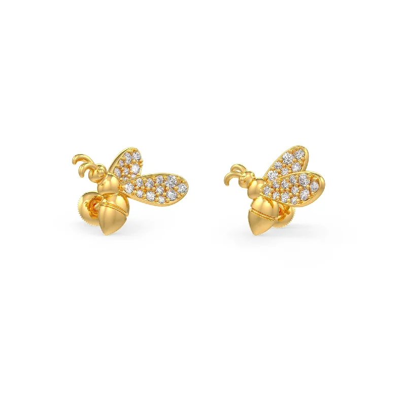 luxury gold earrings for women-Queen Bee Diamond Pave Earrings