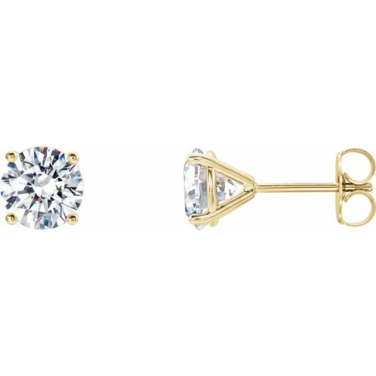 gemstone drop earrings for women-14K Yellow 1 CTW Lab-Grown Diamond 4-Prong Stud Earrings