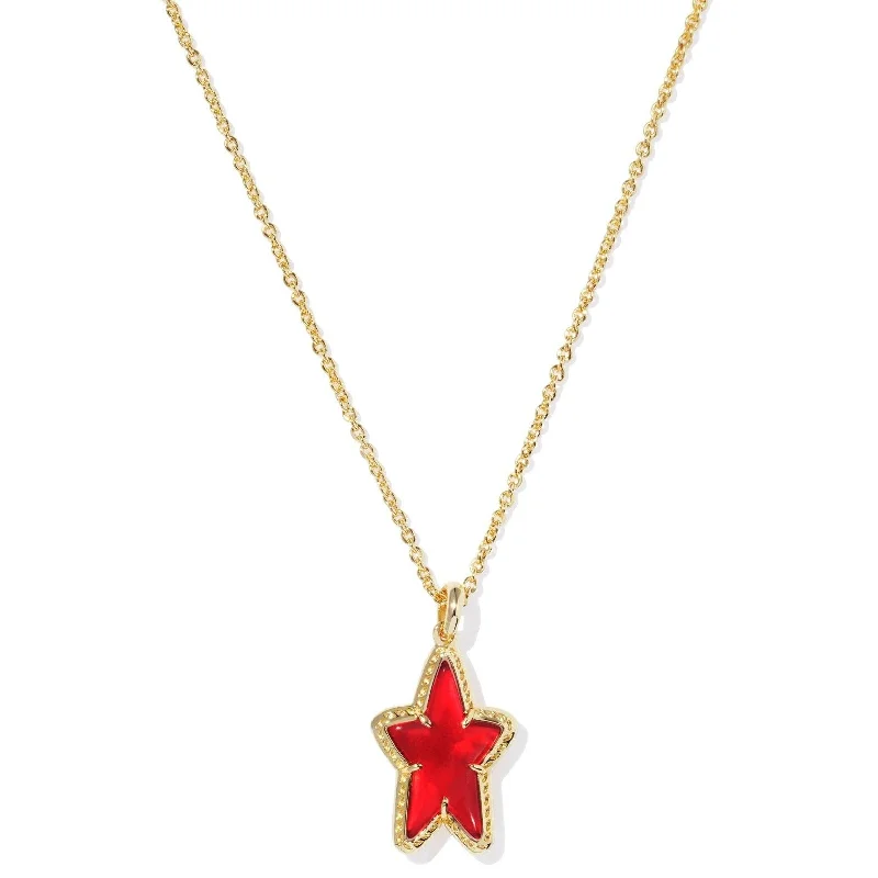 crystal necklaces for women-Kendra Scott | Ada Gold Star Short Pendant Necklace in Red Illusion