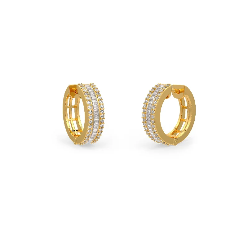 hoop earrings for women-Pristine Diamond Baguette Huggies