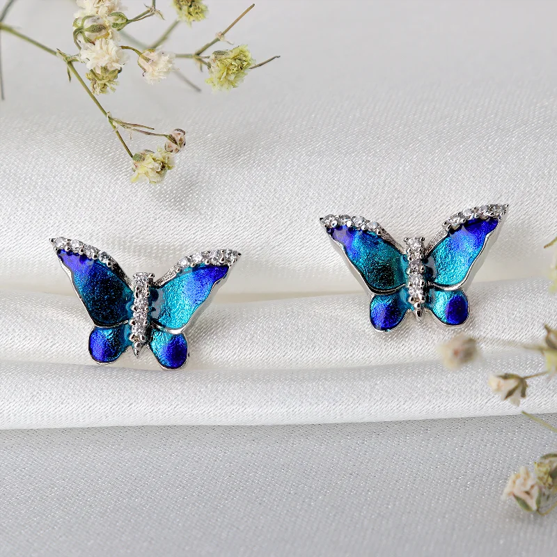 long dangling earrings for women-Zarkan 925 Silver Butterfly Earrings