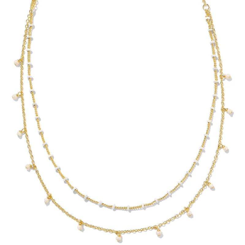 luxury necklaces for women-Kendra Scott | Eve Gold Multi Strand Necklace in White Mix