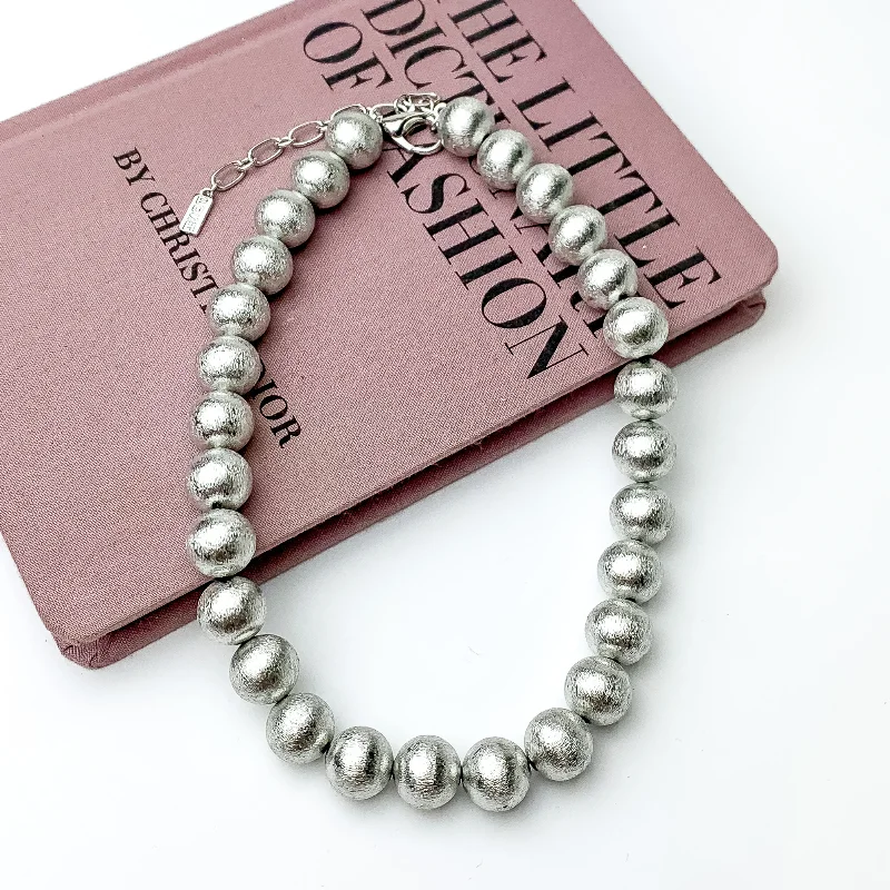 dainty necklaces for women-Medium Silver Tone Beaded Necklace