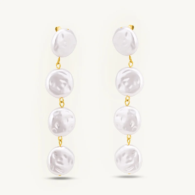 gold earrings for women-Pearl Drop Earrings