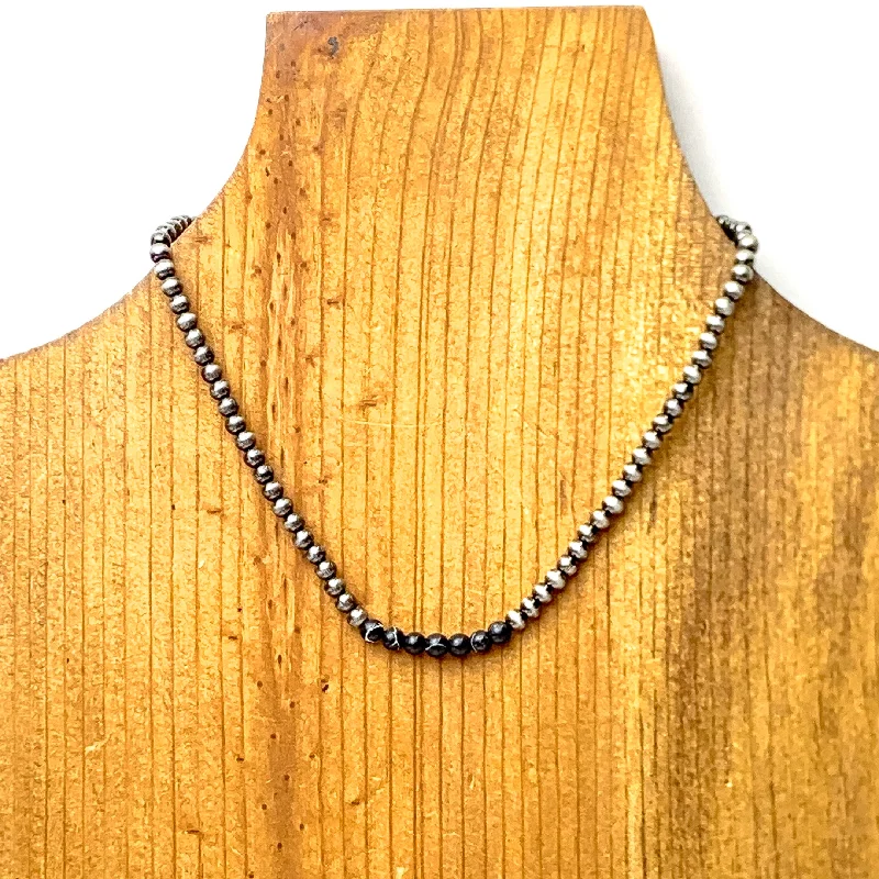 rose gold necklaces for women-Faux Navajo Pearls Choker Necklace in Silver Tone with Black Beads