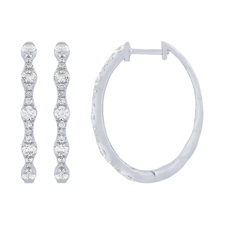 classic pearl earrings for women-14K White Gold 1Ct Fashion Hoop Earrings