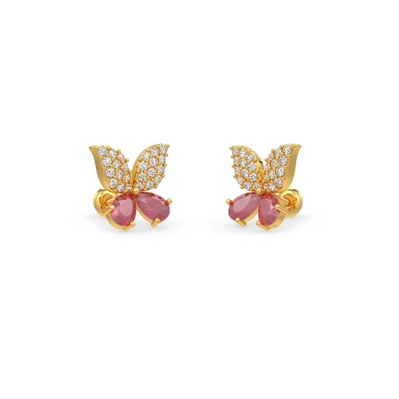 flower-shaped earrings for women-Butterfly Diamond Earrings