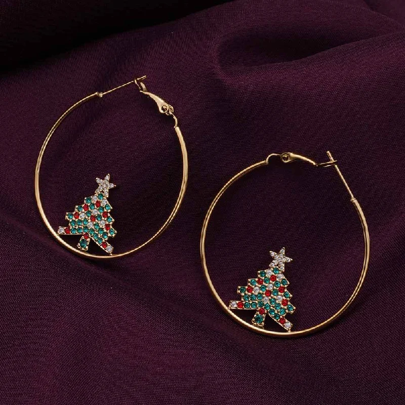 diamond drop earrings for women-Christmas Tree Hoop Earrings