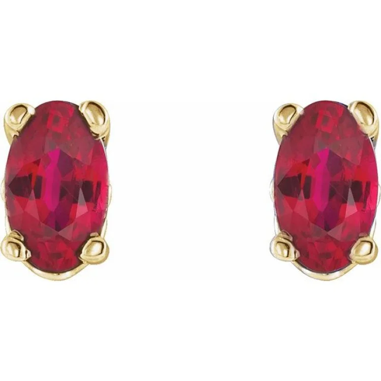 tear-drop earrings for women-14K Yellow Lab-Grown Ruby Earrings