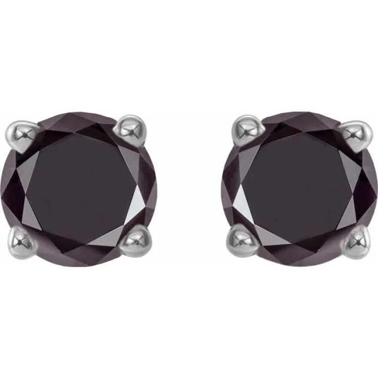 trendy earrings for women-14K White 1/2 CTW Natural Black Diamond Stud Earrings