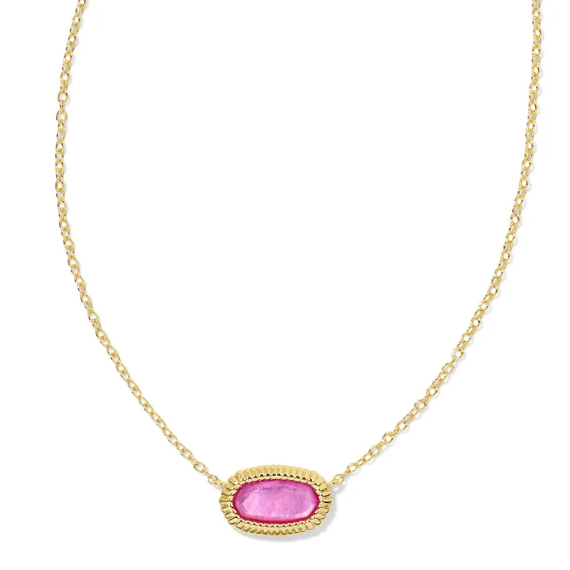 multi-strand necklaces for women-Kendra Scott | Elisa Gold Ridge Frame Short Pendant Necklace in Azalea Illusion