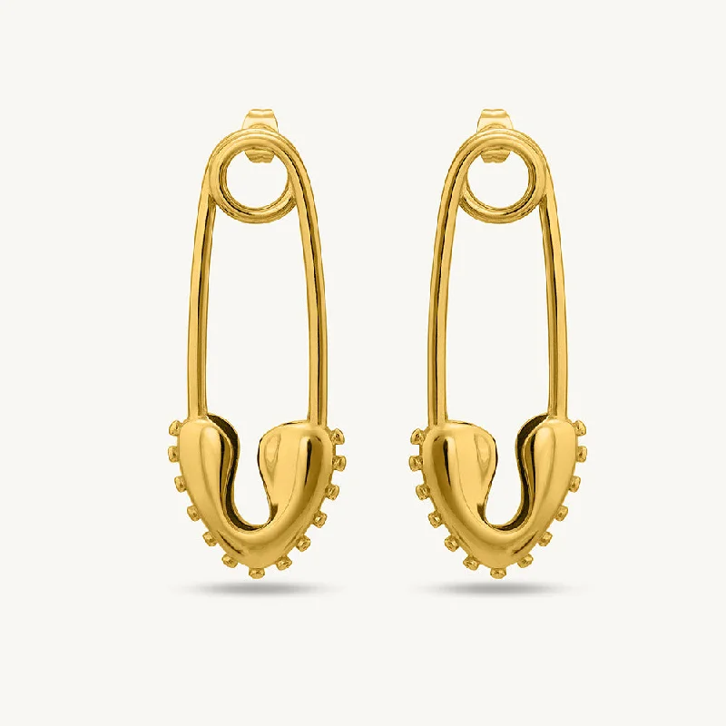 hoop earrings with diamonds for women-Minimalist Safety Pin Hoop Earrings