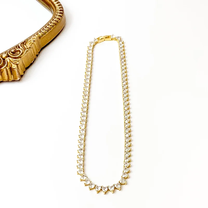 bold necklaces for women-Bracha | Elena Tennis Necklace in Gold Tone