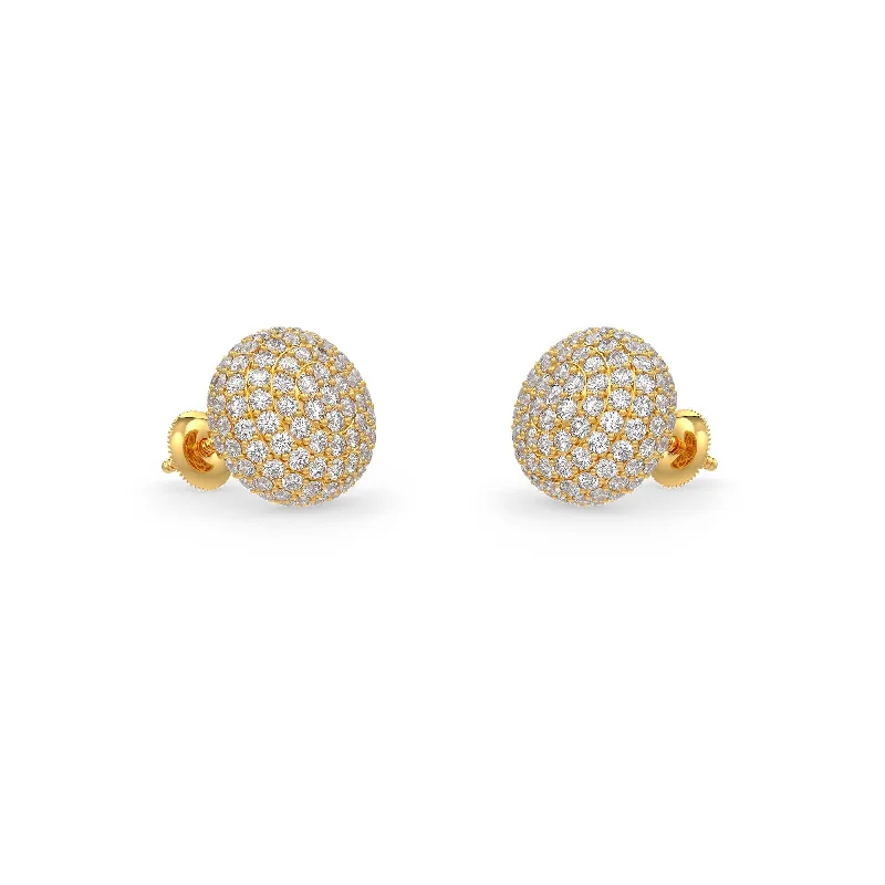 gold-plated earrings for women-Diamond Ball Earrings