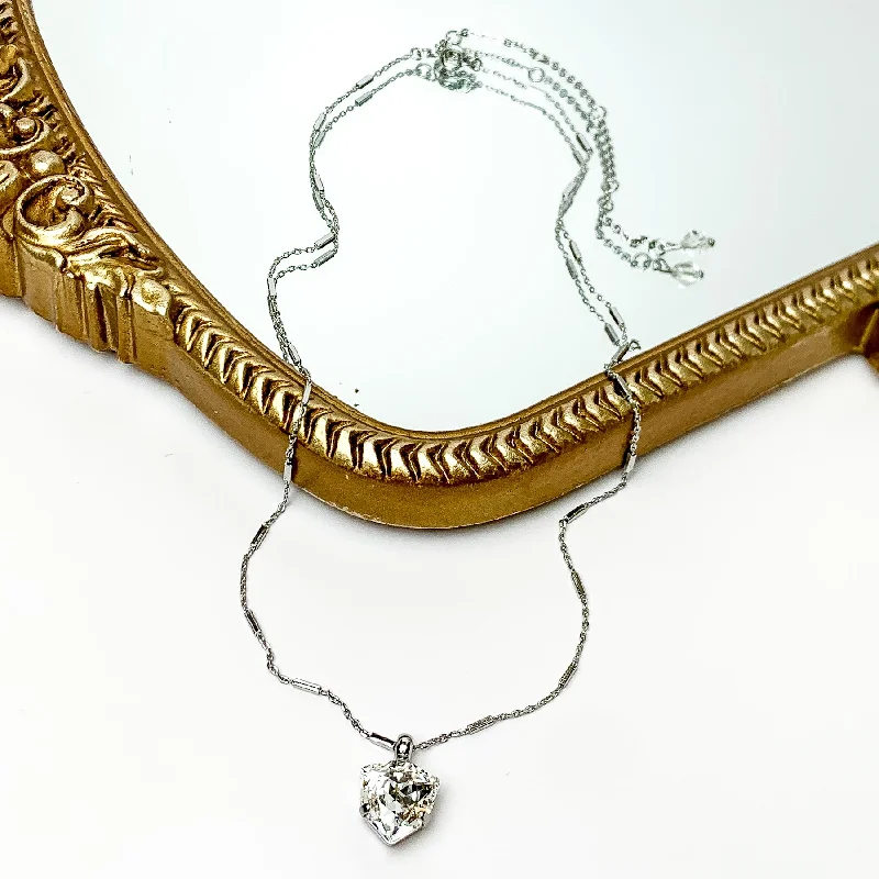 celestial necklaces for women-Sorrelli | Perfectly Pretty Crystal Pendant Necklace in Palladium Silver Tone and Clear