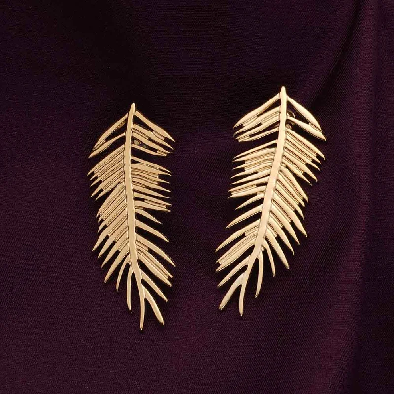 silver drop earrings for women-Palm Casting Drop Earrings