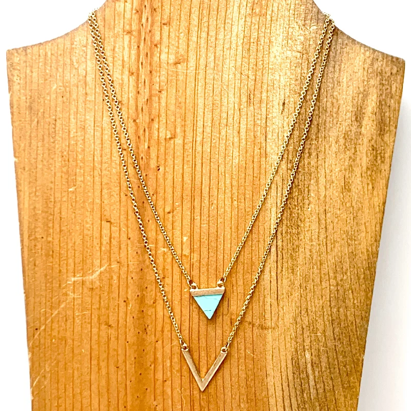 emerald necklaces for women-Two Strand Layering Necklace with Arrow Pendants in Turquoise