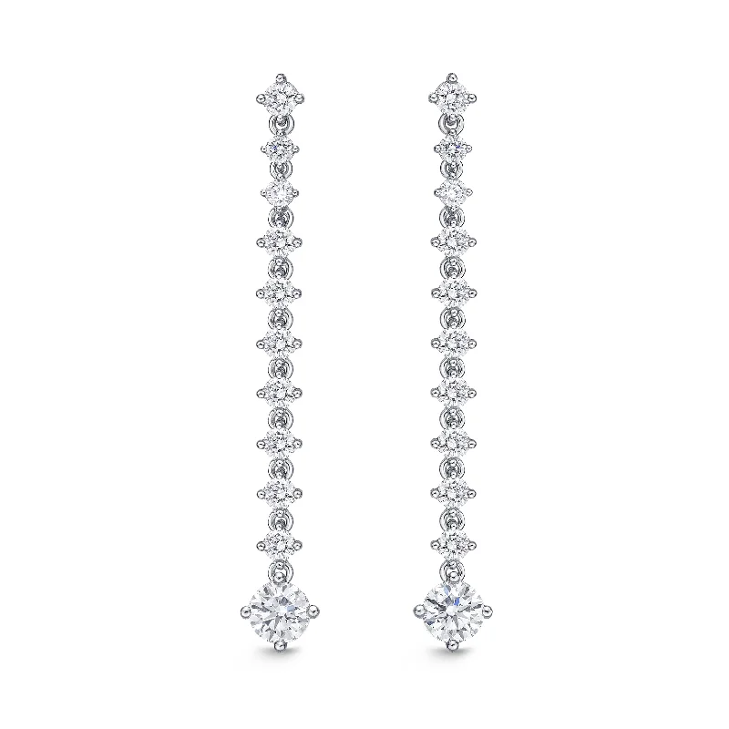 infinity earrings for women-18K White Gold 1Ct Diamond Drop Earrings