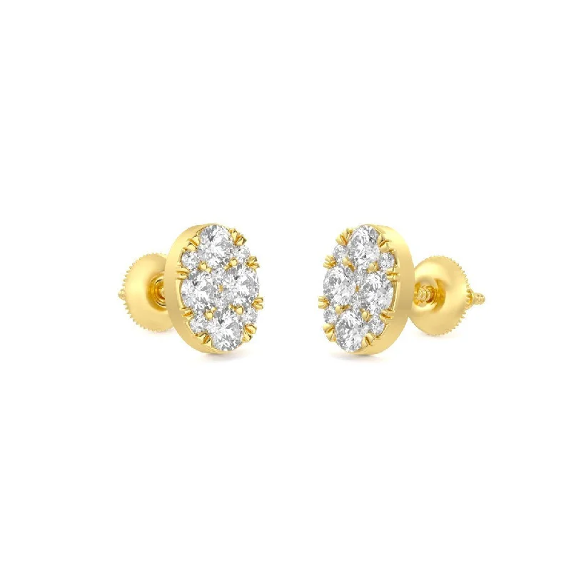 hoop earrings with diamonds for women-Oval Pave Earrings