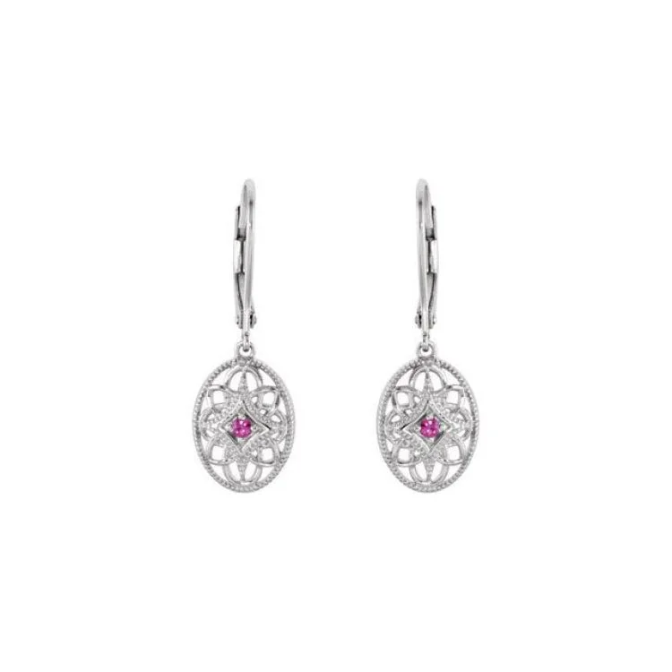 tear-drop earrings for women-Sterling Silver Natural Ruby Lever Back Earrings