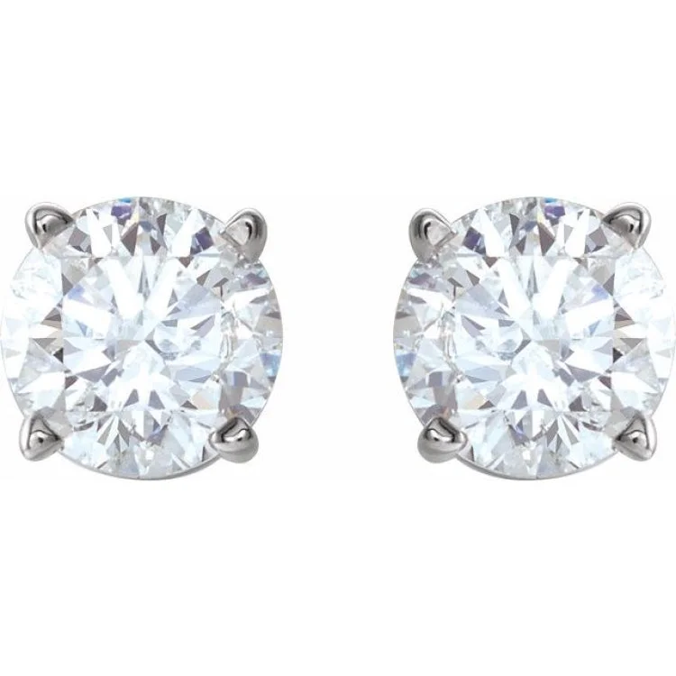 boho earrings for women-Platinum 1 CTW Natural Diamond Stud Earrings