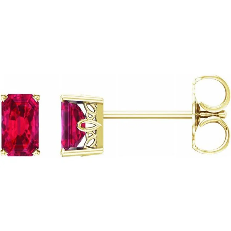 big hoop earrings for women-14K Yellow Lab-Grown Ruby Earrings