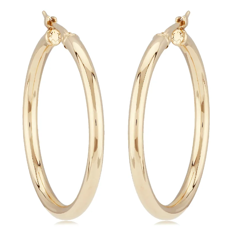 sparkle earrings for women-14K Yellow Gold 2.5X30mm S/D Hoop Earrings