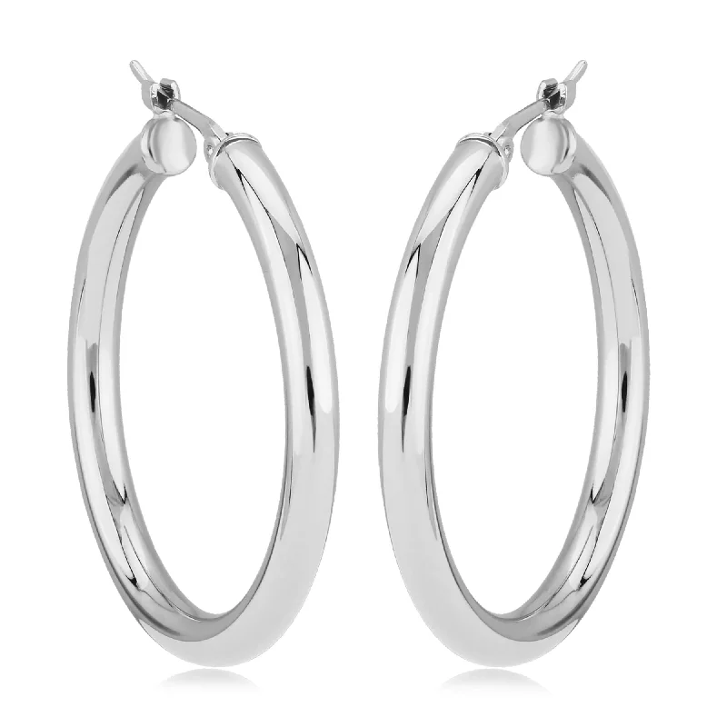 trendy earrings for women-Sterling Silver 3X30mm S/D Tube Earrings