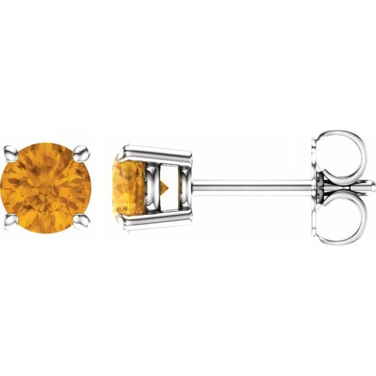 dazzling earrings for women-14K White 5 mm Natural Citrine Stud Earrings