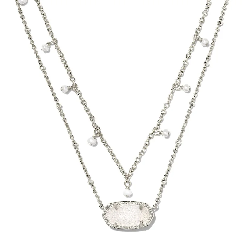 lock necklace pendants for women-Kendra Scott | Elisa Silver Pearl Multi Strand Necklace in Iridescent Drusy