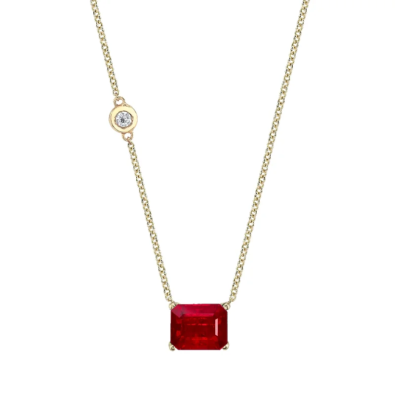 infinity necklaces for women-RUBY SOLITAIRE NECKLACE