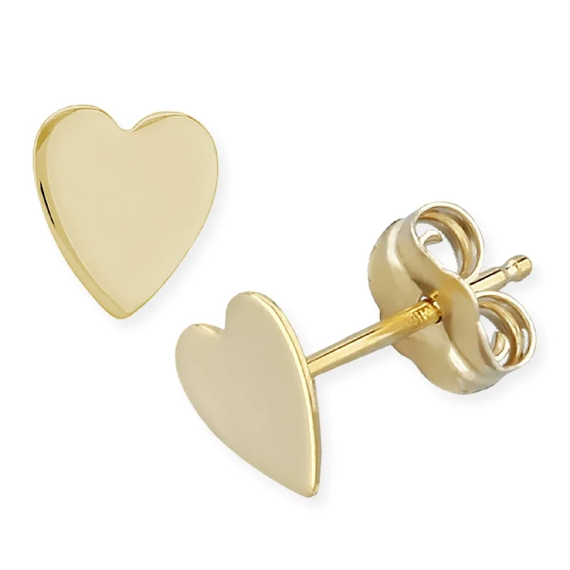 small stud earrings for women-14KG Med Plain Heart Earrings